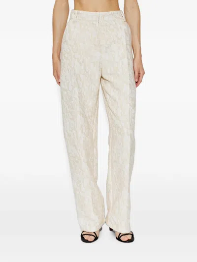 Iro Textured-finish Straight-leg Trousers In Neutral