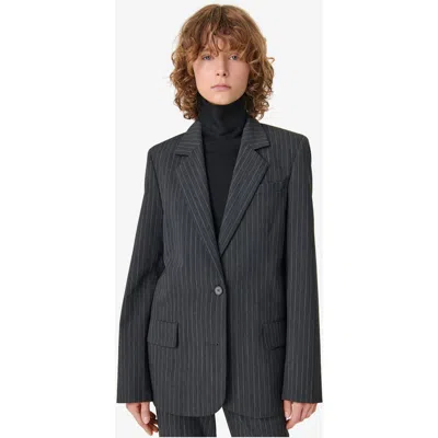 Iro The Kamea Suit Jacket In Dark Grey Pinstripes