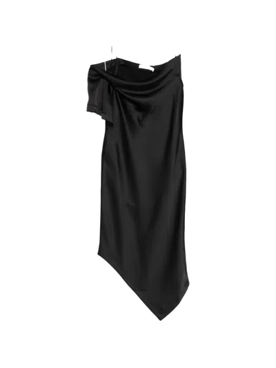 Iro Thiana Draped Asymmetrical-hem Dress In Black