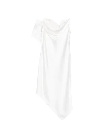 Iro Thiana Asymmetric Satin-finish Midi Dress In White