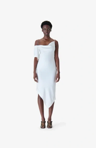 Iro Thiana Asymmetrical Satin-finish Mini Dress In White