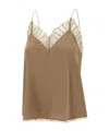 Iro Womens Kak01 Berwyn Lace-trim Silk Camisole Top In Brown