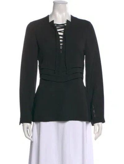 Pre-owned Iro Tie Neck Long Sleeve Blouse In Black