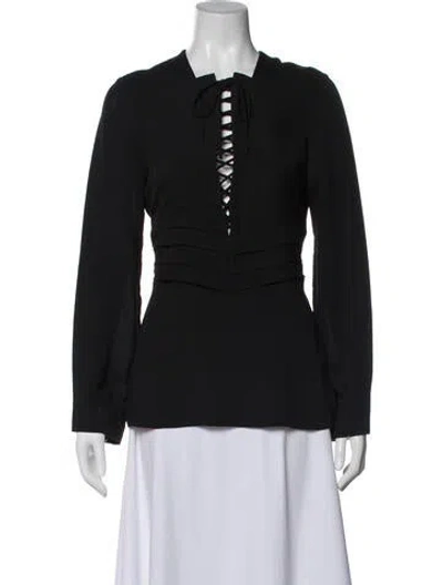 Pre-owned Iro Tie Neck Long Sleeve Blouse In Black