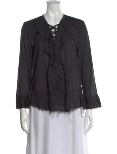 Pre-owned Iro Tie Neck Long Sleeve Blouse In Black