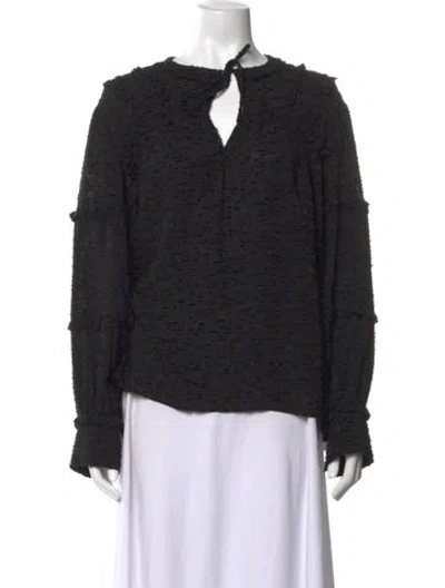 Pre-owned Iro Tie Neck Long Sleeve Blouse In Black