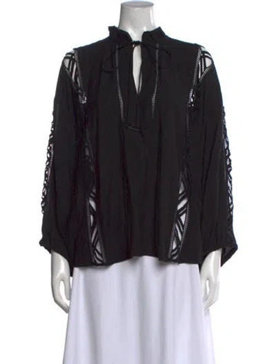 Pre-owned Iro Tie Neck Long Sleeve Blouse In Black