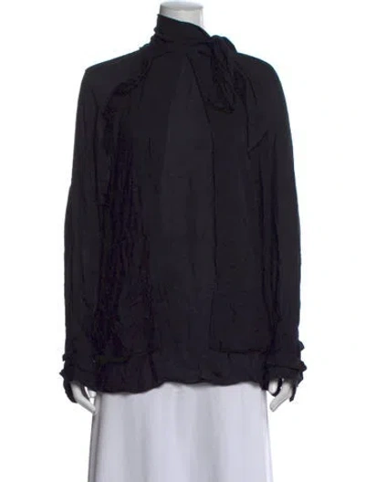 Pre-owned Iro Tie Neck Long Sleeve Blouse In Black