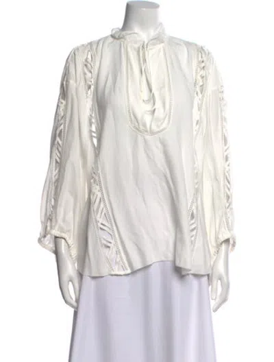 Pre-owned Iro Tie Neck Long Sleeve Blouse In Neutrals