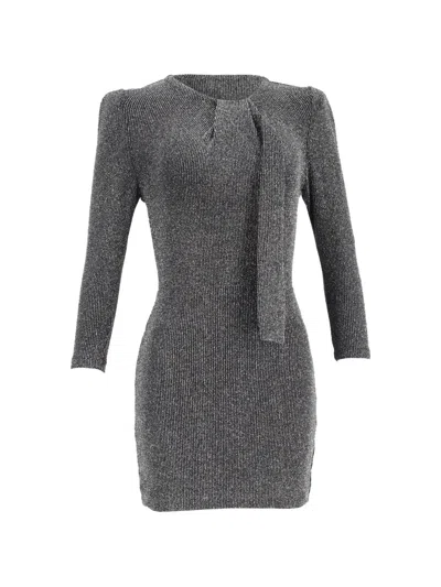 Pre-owned Iro Tie-neck Long-sleeve Mini Dress In Gray