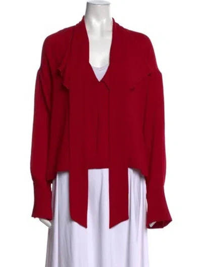 Pre-owned Iro Tie Neck Long Sleeve Top In Red