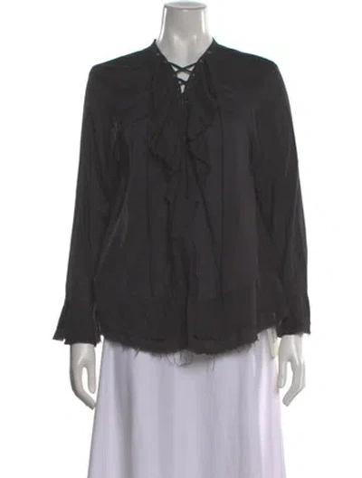 Pre-owned Iro Tie Neck Long Sleeve Tunic In Black