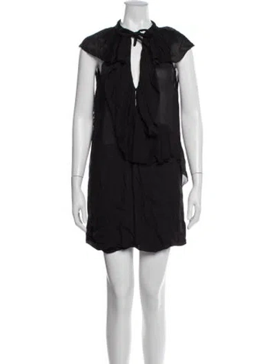 Pre-owned Iro Tie Neck Mini Dress In Black