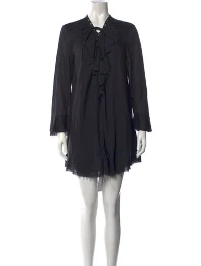 Pre-owned Iro Tie Neck Mini Dress In Black