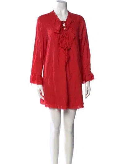 Pre-owned Iro Tie Neck Mini Dress In Red
