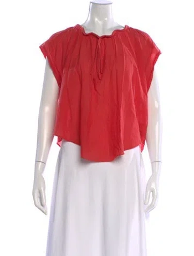Pre-owned Iro Tie Neck Short Sleeve Top In Orange