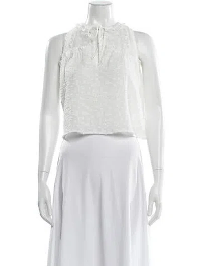 Pre-owned Iro Tie Neck Sleeveless Top In White