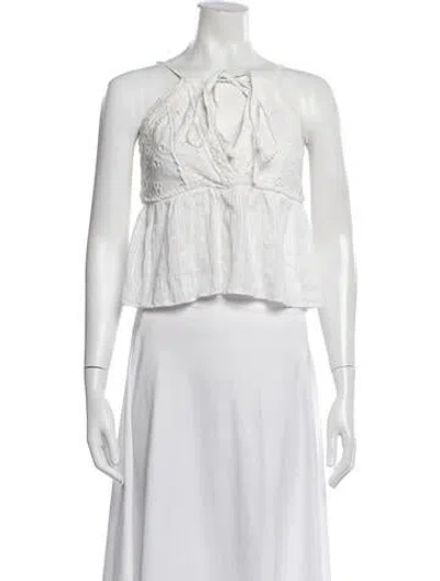 Pre-owned Iro Tie Neck Sleeveless Top In White