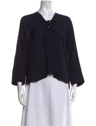 Pre-owned Iro Tie Neck Three-quarter Sleeve Blouse In Blue