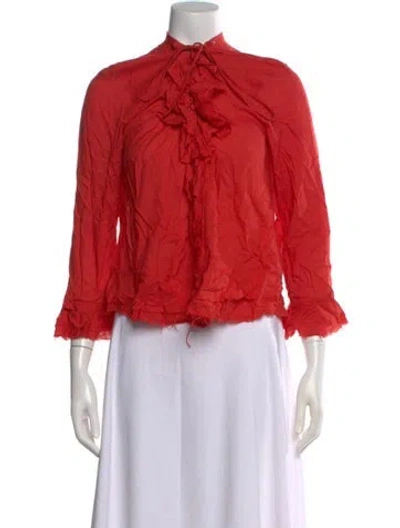 Pre-owned Iro Tie Neck Three-quarter Sleeve Blouse In Red