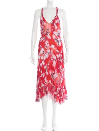 Pre-owned Iro Tie-dye Print Midi Length Dress In Red