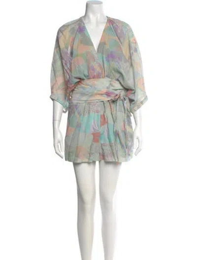 Pre-owned Iro Tie-dye Print V-neck Romper In Purple