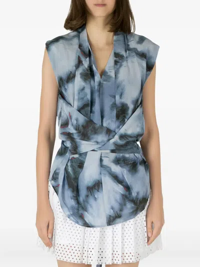 Pre-owned Iro Tie-dye Wrap Top In Gray