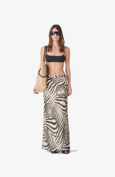 Iro Tilly Zebra-print Midi Skirt In White