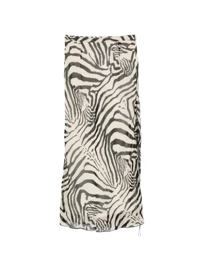 Iro Tilly Zebra-print Midi Skirt In White