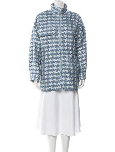 Pre-owned Iro Tinat Houndstooth Print Coat In Blue