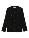 Iro Textured Blazer With Frayed Trim And Pockets In Black