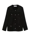 Iro Textured Blazer With Frayed Trim And Pockets In Black