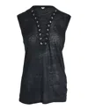 Iro Tissa Slub Lace-up Top In Black Linen In Black