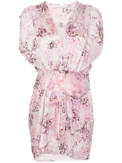 Iro Pink Floral Print Silk Short Dress