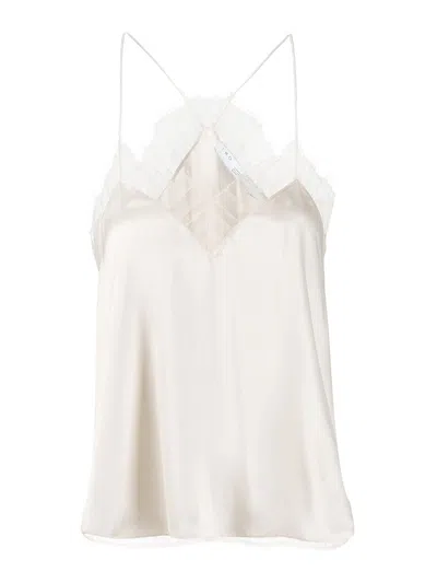 Iro Thinned Straps Silk Top In Near White