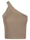 Iro Fethy Ribbed One-shoulder Top In Beige