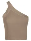 Iro Fethy Ribbed One-shoulder Top In Beige