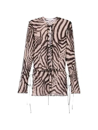 Iro Trecy Zebra-print Ruffled-trim Top In Animal Print