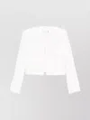 Iro Tweed Cropped Jacket Frayed Edges In White