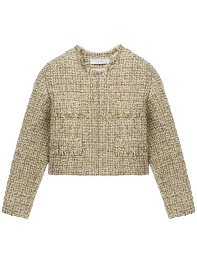 Iro Tweed Cropped Jacket In Gold