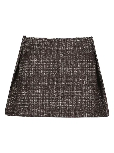 Iro Tweed Frayed-edge Mini Skirt In Brown