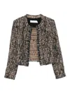 Iro Cropped Frayed Edges Long Sleeves Textured Fabric In Multi