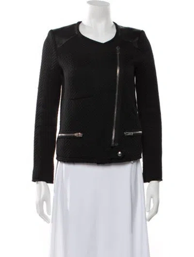 Pre-owned Iro Tweed Pattern Biker Jacket In Black