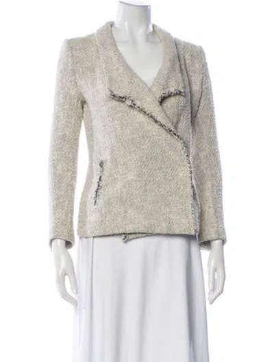 Pre-owned Iro Tweed Pattern Biker Jacket In Neutral