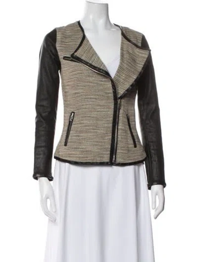 Pre-owned Iro Tweed Pattern Biker Jacket In Neutral