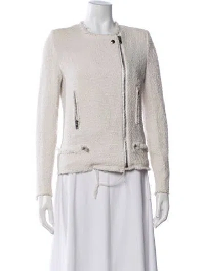 Pre-owned Iro Tweed Pattern Biker Jacket In Neutrals