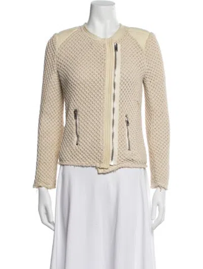 Pre-owned Iro Tweed Pattern Biker Jacket In Neutrals/white