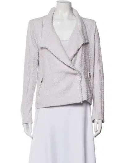 Pre-owned Iro Tweed Pattern Biker Jacket In Purple