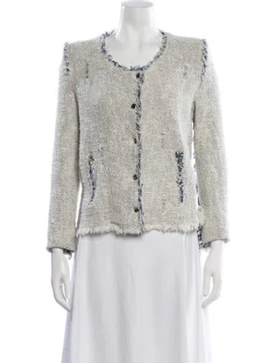 Pre-owned Iro Tweed Pattern Blazer In White