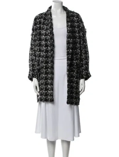 Pre-owned Iro Tweed Pattern Coat In Black